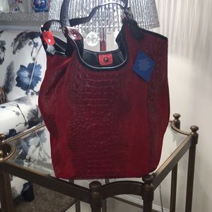 Gorgeous never used red leather and suede bag